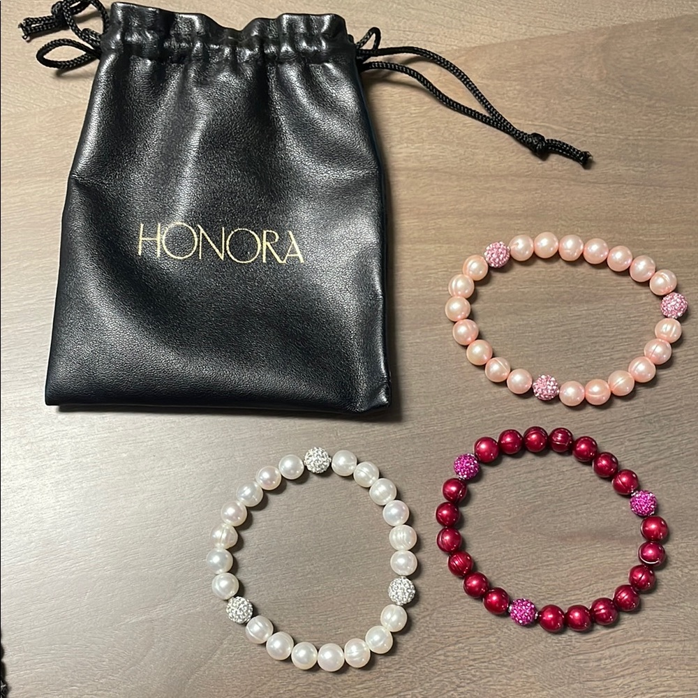 Honora Pink and White Beaded Bracelet Set